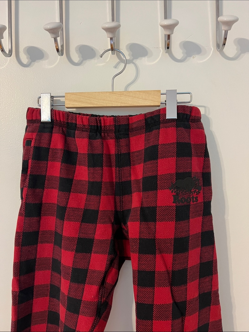 Roots Red and Black Buffalo Plaid Track Joggers - Picture 2 of 3
